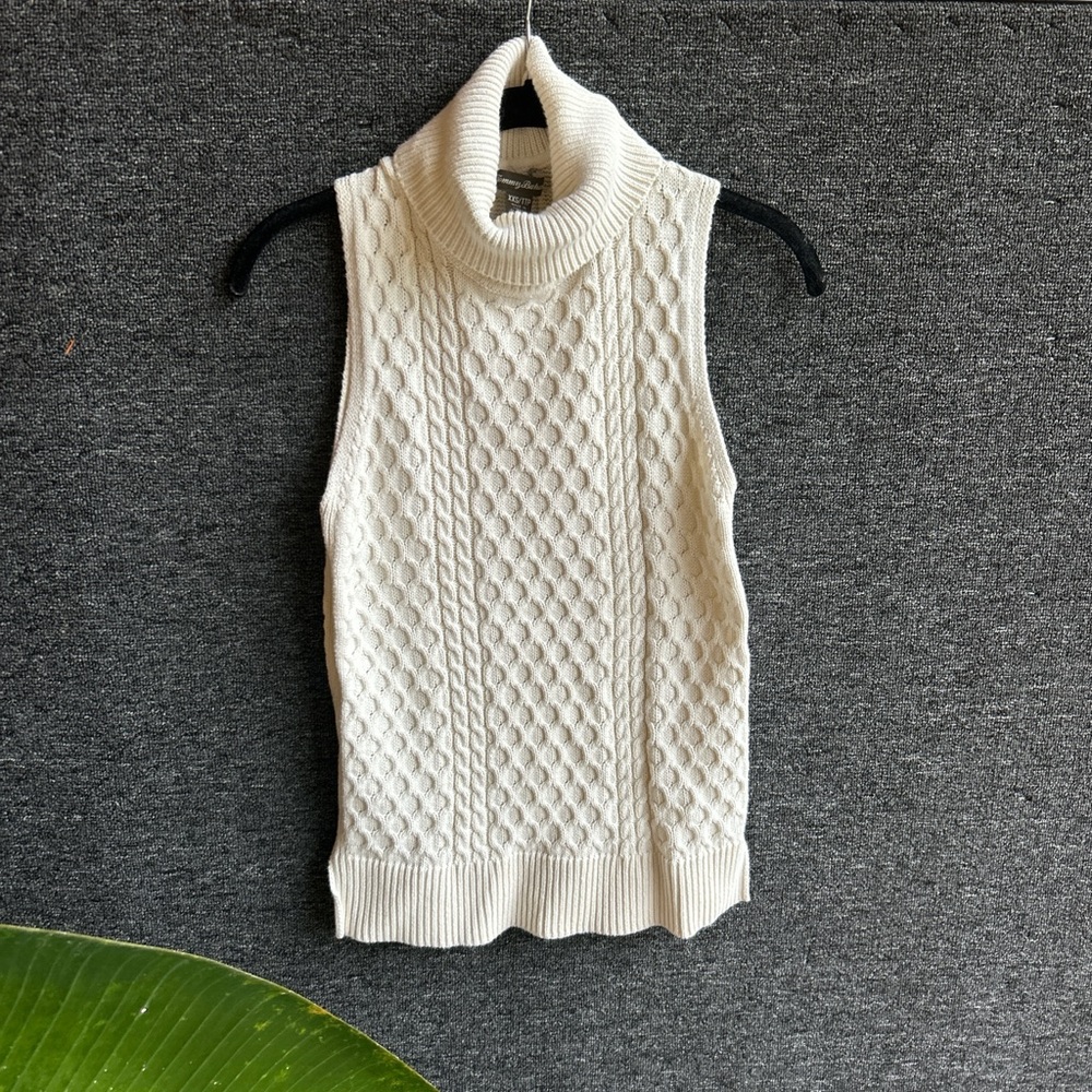 Tommy Bahama Cream Cable Knit Turtleneck Sweater Vest